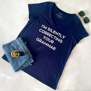 TORRID Tee, Navy, “I’m Silently Correcting Your Grammar” Funny Tee, Size 0X, EUC